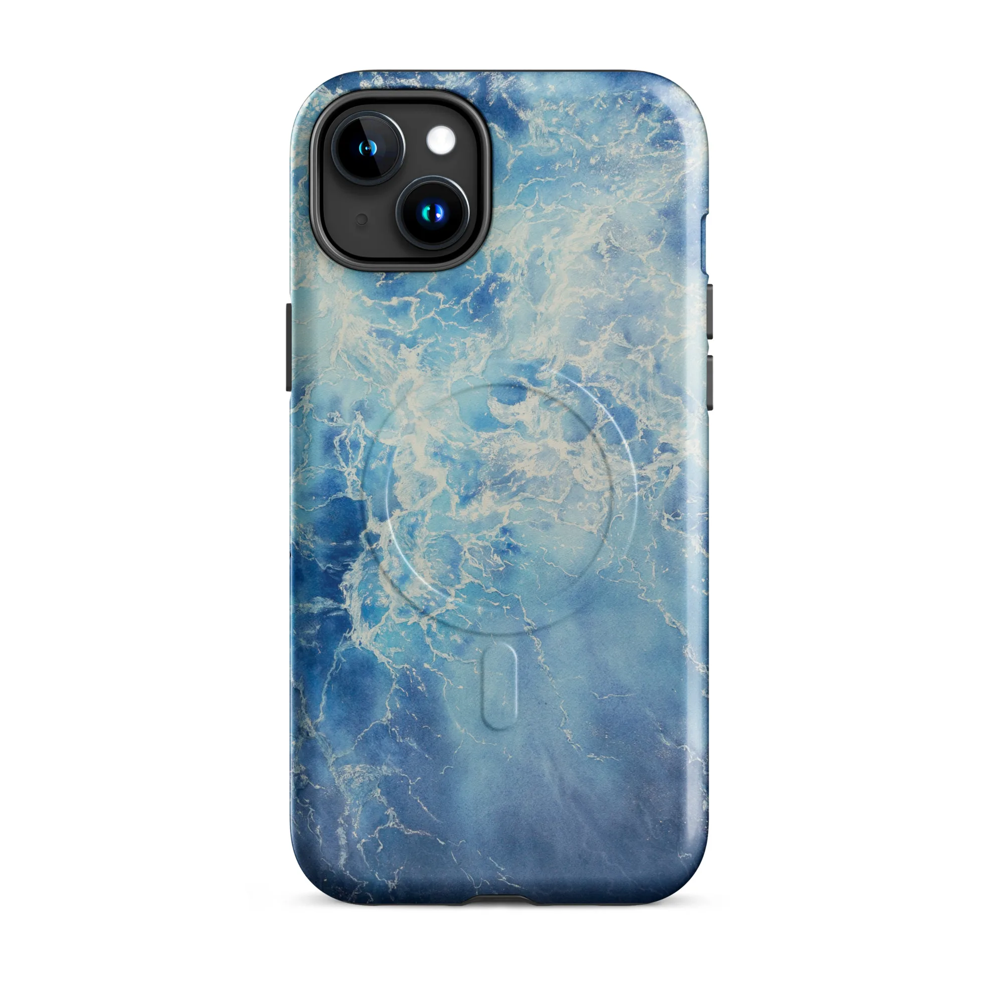 Blue Ocean watercolor iPhone 15 Plus case with MagSafe glossy