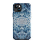 Deep blue ocean foam watercolor iPhone 15 Plus case with MagSafe, glossy finish