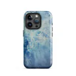 Blue Ocean watercolor iPhone 15 Pro case with MagSafe glossy