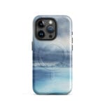 Stormy blue grey ocean watercolor iPhone 15 Pro case with MagSafe, glossy finish
