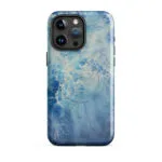 Blue Ocean watercolor iPhone 15 Pro Max case with MagSafe glossy