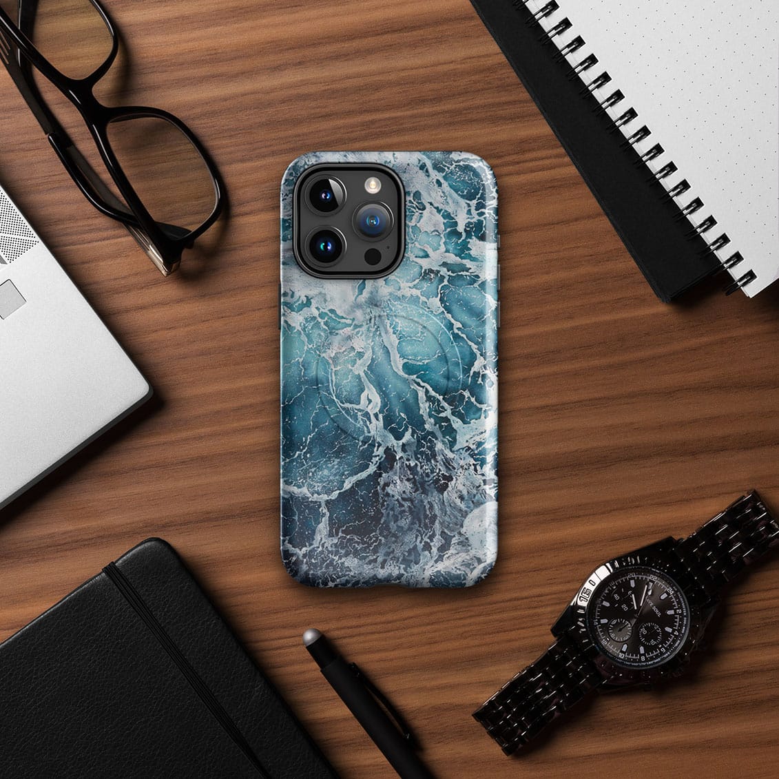 Ocean watercolor phone case with original sea-inspired artwork