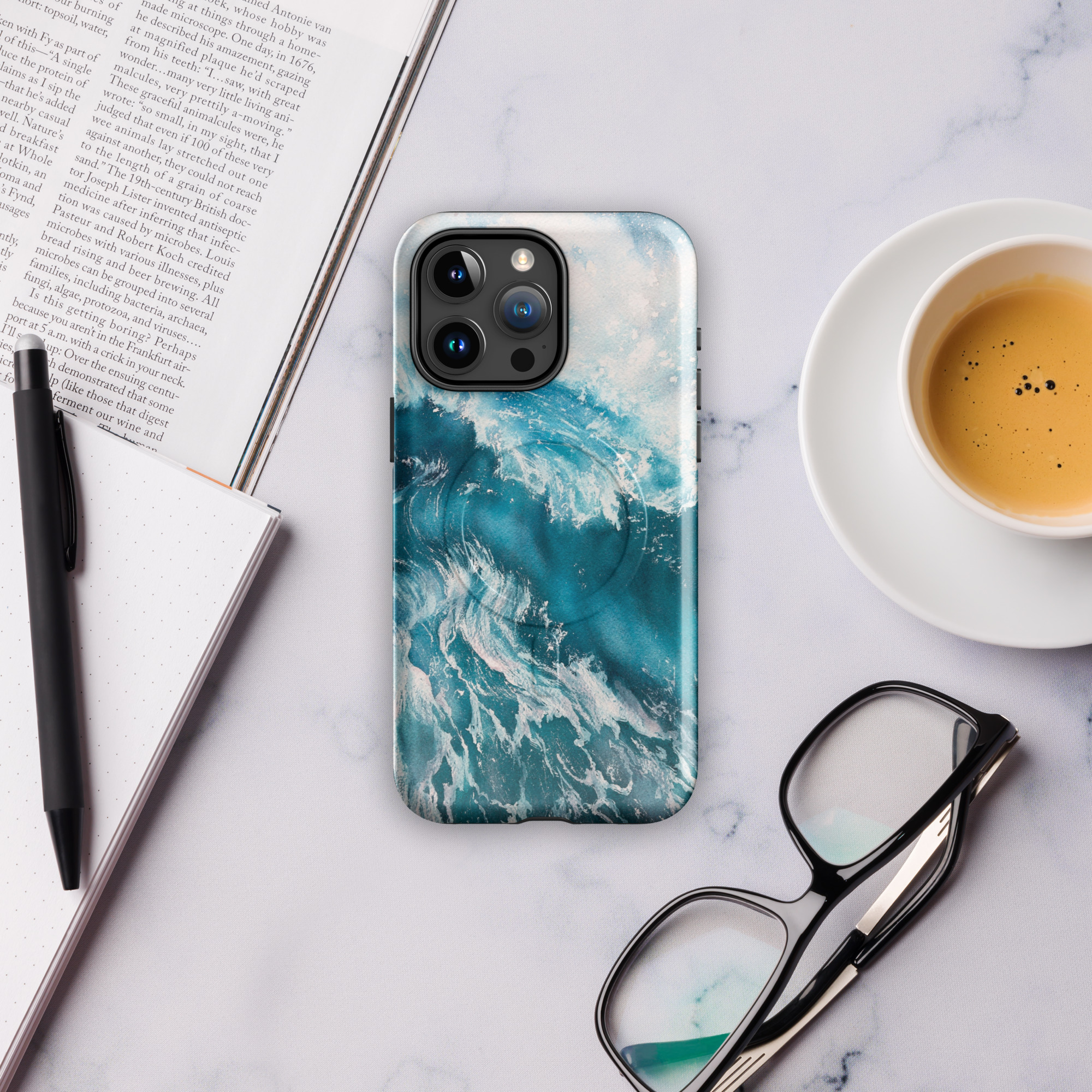 Turquoise blue sea wave iPhone case inspired by the ocean