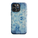 Light blue ocean watercolor iPhone 15 Pro Max case with MagSafe, glossy finish