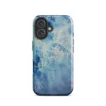 Blue Ocean watercolor iPhone 16 case with MagSafe glossy