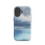 Stormy blue grey ocean watercolor iPhone 16 case with MagSafe, glossy finish