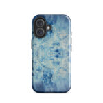 Light blue ocean watercolor iPhone 16 case with MagSafe, glossy finish
