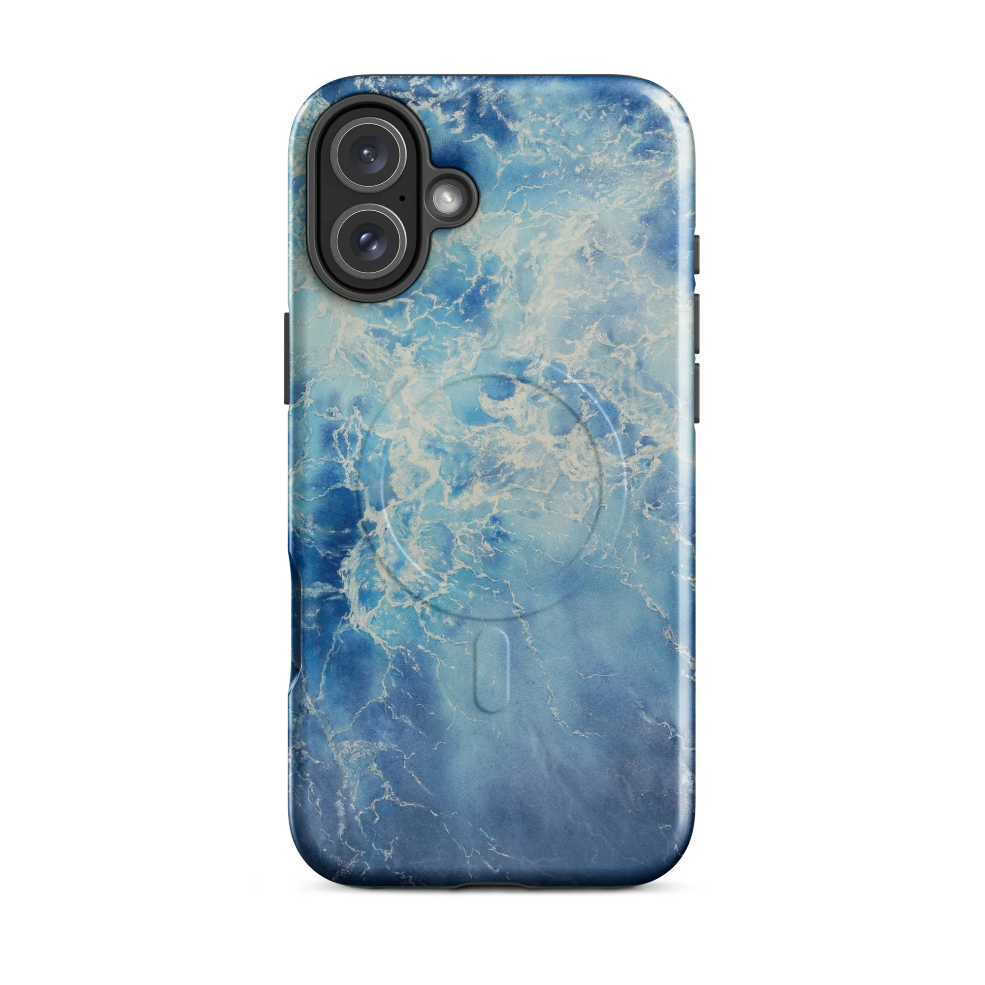 Blue Ocean watercolor iPhone 16 Plus case with MagSafe glossy
