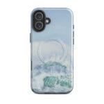 Turquoise blue wave ocean watercolor iPhone 16 Plus case with MagSafe, glossy finish