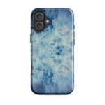 Light blue ocean watercolor iPhone 16 Plus case with MagSafe, glossy finish