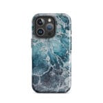 Blue ocean wave watercolor iPhone 16 Pro case with MagSafe, glossy finish