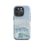 Turquoise blue wave ocean watercolor iPhone 16 Pro case with MagSafe, glossy finish