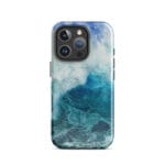 Blue ocean wave watercolor iPhone 16 Pro case with MagSafe, glossy finish