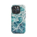 Blue green ocean watercolor iPhone 16 Pro case with MagSafe, glossy finish