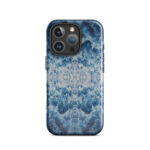 Deep blue ocean foam watercolor iPhone 16 Pro case with MagSafe, glossy finish
