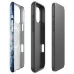 Dual-layer deep blue ocean foam watercolor MagSafe iPhone case with polycarbonate shell and TPU inner liner