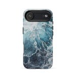 Blue ocean wave watercolor iPhone 17 Air case with MagSafe, glossy finish