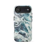 Deep blue turquoise ocean watercolor iPhone 17 Air case with MagSafe, glossy finish