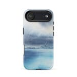 Stormy blue grey ocean watercolor iPhone 17 Air case with MagSafe, glossy finish