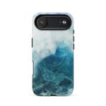 Blue ocean wave watercolor iPhone 17 Air case with MagSafe, glossy finish