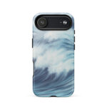 Blue ocean wave watercolor iPhone 17 Air case with MagSafe, glossy finish
