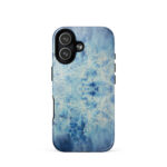 Light blue ocean watercolor iPhone 17 case with MagSafe, glossy finish
