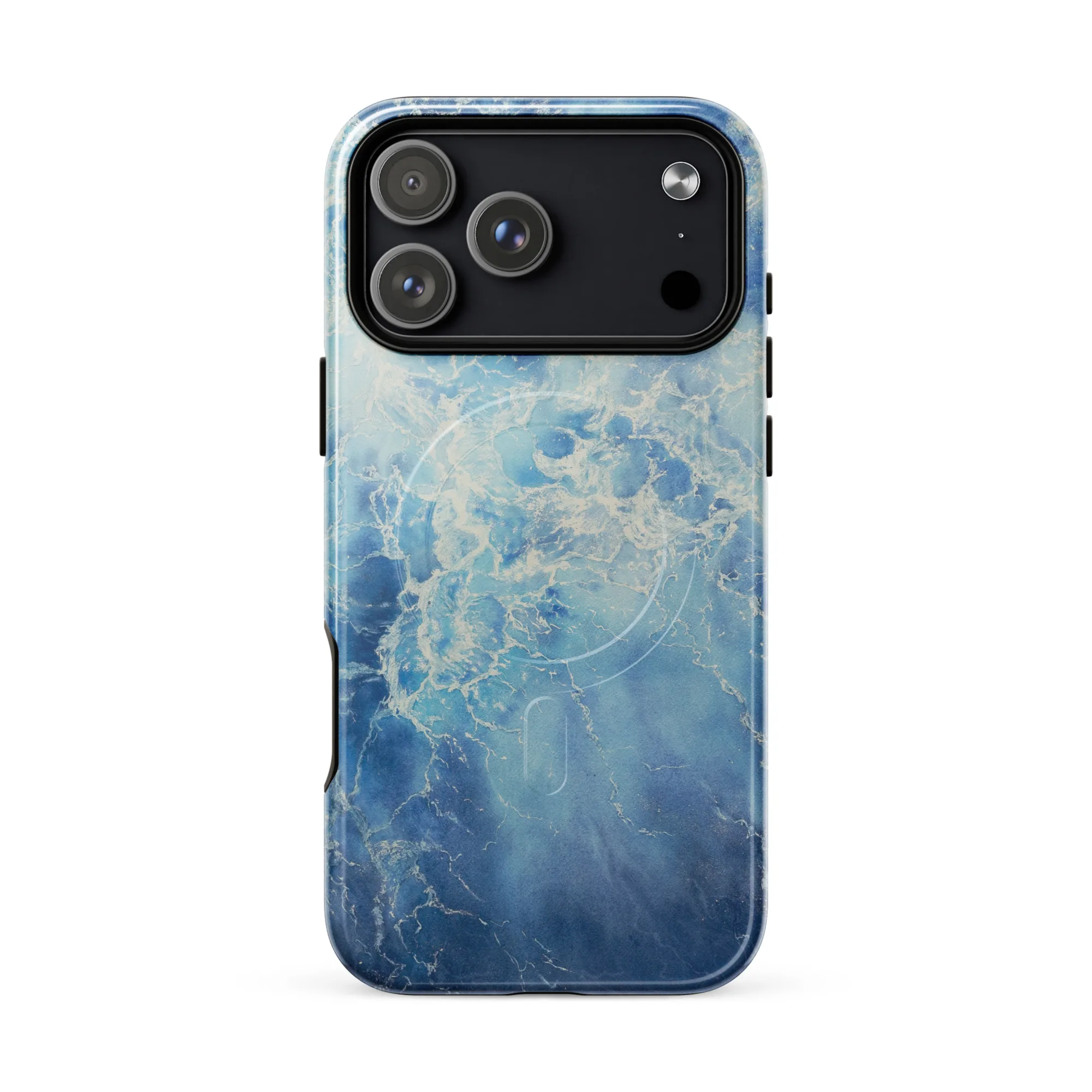 Blue Ocean watercolor iPhone 17 Pro Max case with MagSafe glossy