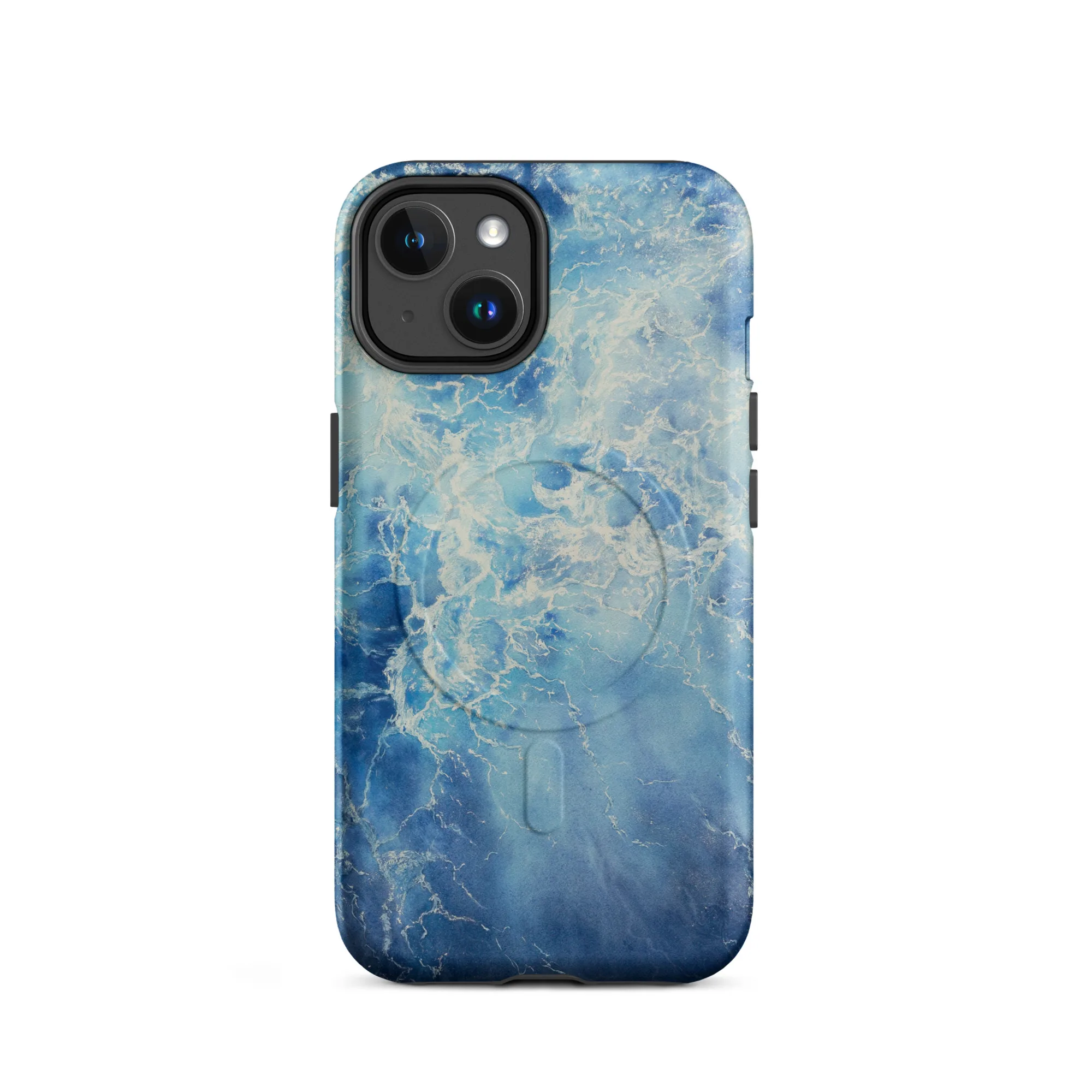 Blue Ocean watercolor iPhone 14 case with MagSafe matte