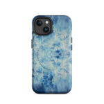 Light blue ocean watercolor iPhone 14 case with MagSafe, matte finish