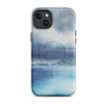 Stormy blue grey ocean watercolor iPhone 14 Plus case with MagSafe, matte finish
