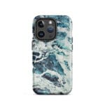 Deep blue turquoise ocean watercolor iPhone 14 Pro case with MagSafe, matte finish