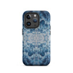 Deep blue ocean foam watercolor iPhone 14 Pro case with MagSafe, matte finish