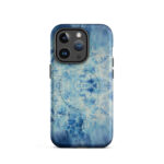 Light blue ocean watercolor iPhone 14 Pro case with MagSafe, matte finish