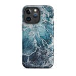 Blue ocean wave watercolor iPhone 14 Pro Max case with MagSafe, matte finish