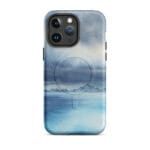 Stormy blue grey ocean watercolor iPhone 14 Pro Max case with MagSafe, matte finish