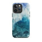 Blue ocean wave watercolor iPhone 14 Pro Max case with MagSafe, matte finish