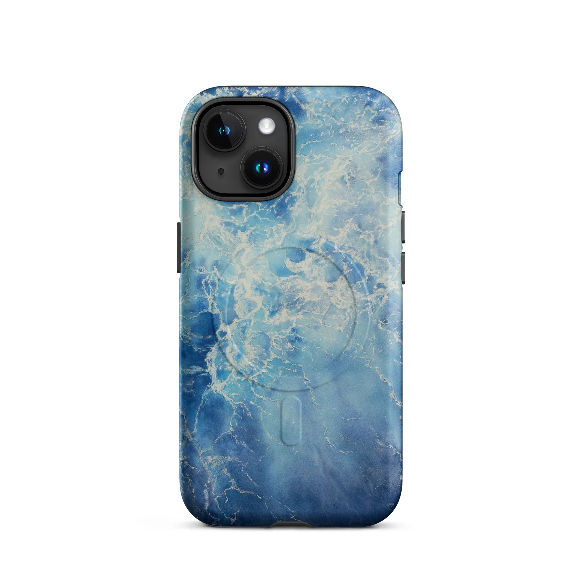 Blue Ocean watercolor iPhone 15 case with MagSafe matte