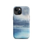 Stormy blue grey ocean watercolor iPhone 15 case with MagSafe, matte finish