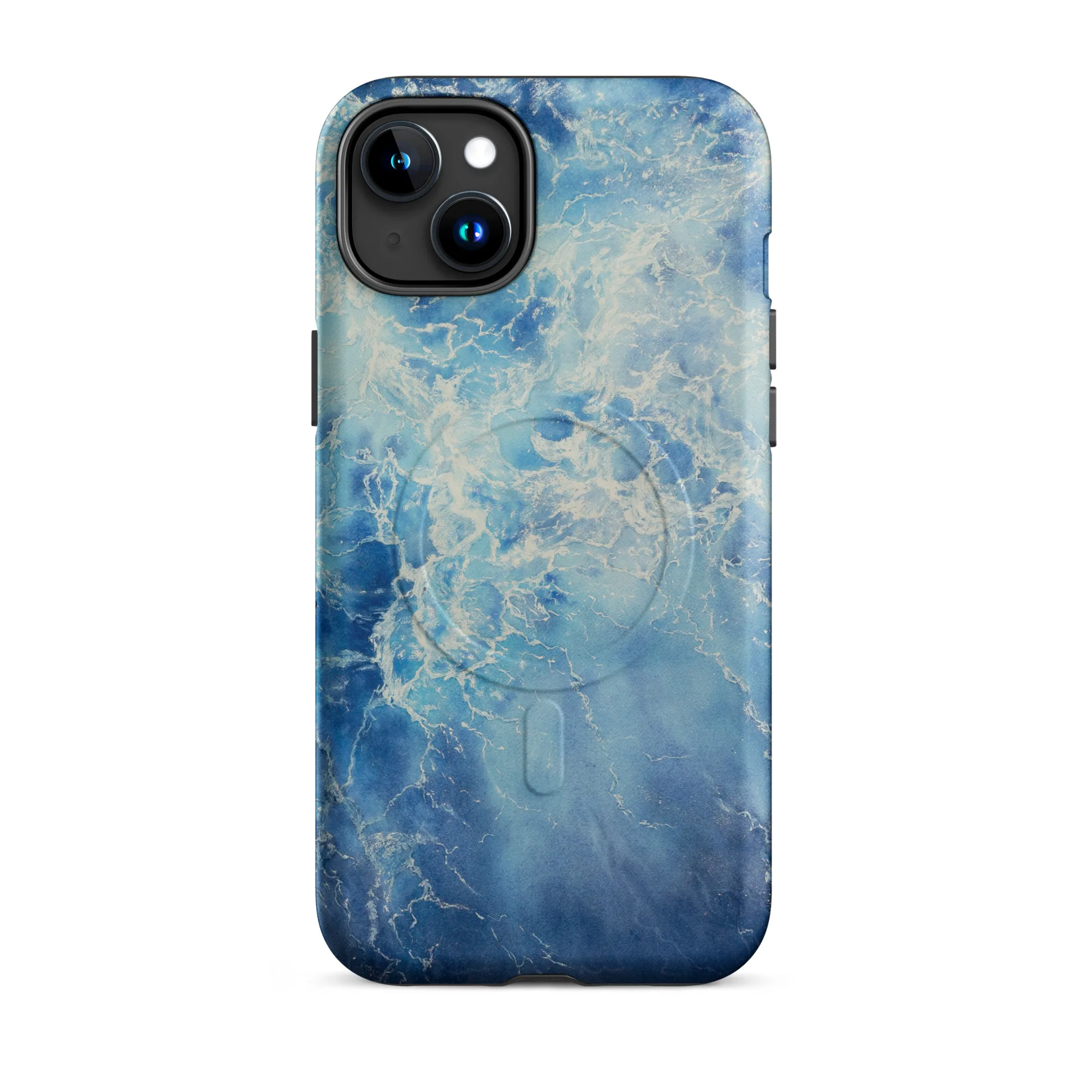 Blue Ocean watercolor iPhone 15 Plus case with MagSafe matte
