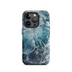Blue ocean wave watercolor iPhone 15 Pro case with MagSafe, matte finish
