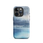 Stormy blue grey ocean watercolor iPhone 15 Pro case with MagSafe, matte finish