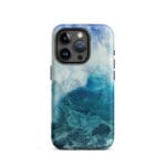 Blue ocean wave watercolor iPhone 15 Pro case with MagSafe, matte finish