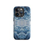 Deep blue ocean foam watercolor iPhone 15 Pro case with MagSafe, matte finish