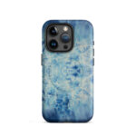 Light blue ocean watercolor iPhone 15 Pro case with MagSafe, matte finish
