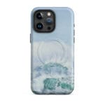 Turquoise blue wave ocean watercolor iPhone 15 Pro Max case with MagSafe, matte finish