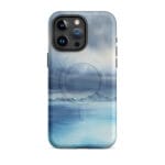 Stormy blue grey ocean watercolor iPhone 15 Pro Max case with MagSafe, matte finish