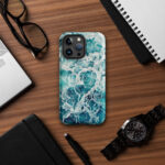 Blue green ocean foam iPhone case inspired by the sea