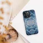 Deep blue ocean inspired iPhone case with sea foam design