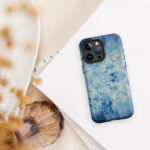 Light blue ocean inspired iPhone case with flowing watercolor water surface design