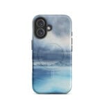 Stormy blue grey ocean watercolor iPhone 16 case with MagSafe, matte finish